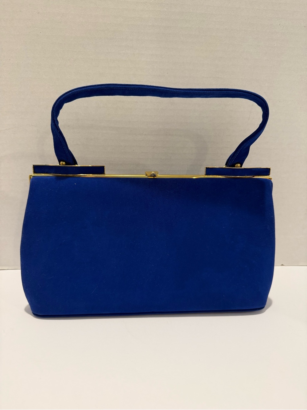 Nicholas Reich Vintage Classic Blue Suede-like Top-Handle Evening Bag